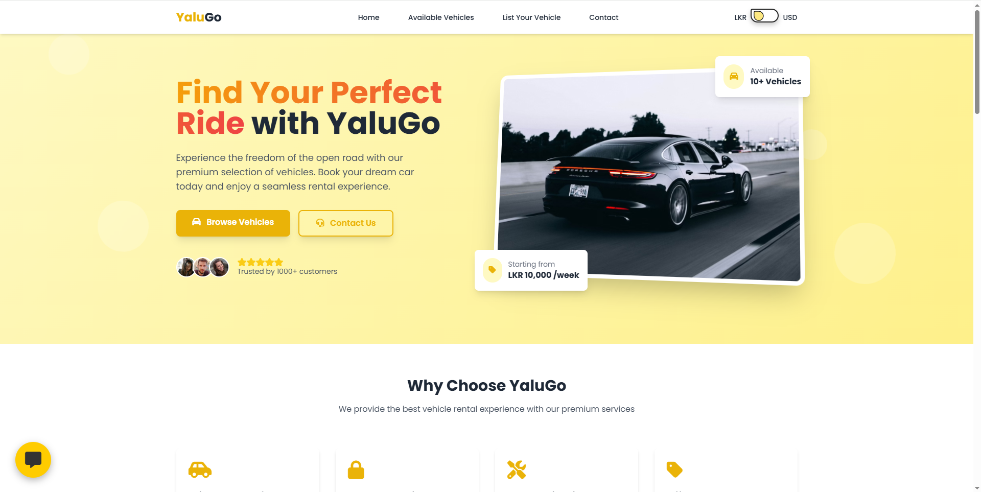 YaluGo — Car rental booking platform screenshot